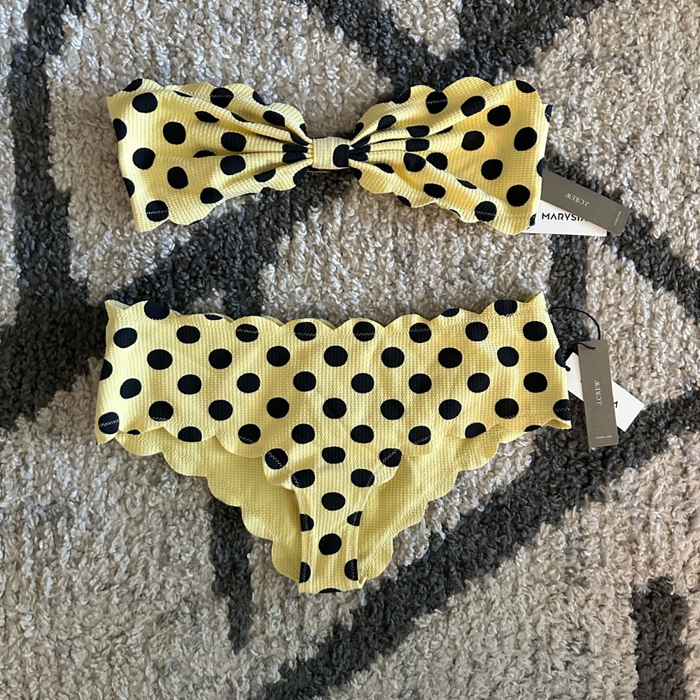 Marysia Swim Yellow and Black Polka Dot Bandeau Bikini